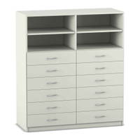 Flexeo® Schrank, 12 kleine Schubladen, 4 Fächer, Mittelwand, Breite 126,4 cm – Bild 12
