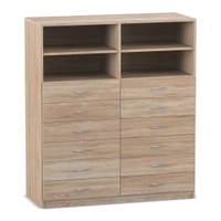 Flexeo® Schrank, 12 kleine Schubladen, 4 Fächer, Mittelwand, Breite 126,4 cm – Bild 4