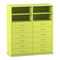 Flexeo® Schrank, 12 kleine Schubladen, 4 Fächer, Mittelwand, Breite 126,4 cm – Bild 10
