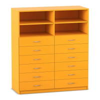 Flexeo® Schrank, 12 kleine Schubladen, 4 Fächer, Mittelwand, Breite 126,4 cm – Bild 2