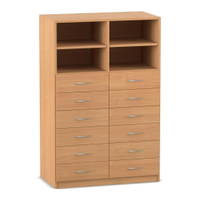 Flexeo® Schrank, 12 kleine Schubladen, 4 Fächer, Mittelwand, Breite 94,4 cm – Bild 8