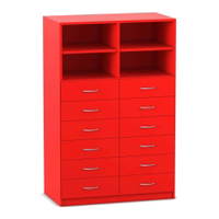 Flexeo® Schrank, 12 kleine Schubladen, 4 Fächer, Mittelwand, Breite 94,4 cm – Bild 14