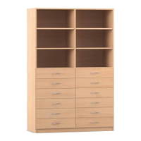 Flexeo® Schrank, 12 kleine Schubladen, 6 Fächer, Mittelwand, Breite 126,4 cm – Bild 6