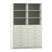 Flexeo® Schrank, 12 kleine Schubladen, 6 Fächer, Mittelwand, Breite 126,4 cm – Bild 12