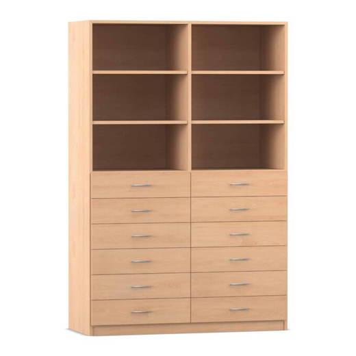 Flexeo-Schrank-12-kleine-Schubladen-6-Faecher-Mittelwand-Breite-126-4-cm-818042_P02-ZN Flexeo® Schrank, 12 kleine Schubladen, 6 Fächer, Mittelwand, Breite 126,4 cm - Flexeo Schrank 12 kleine Schubladen 6 Faecher Mittelwand Breite 126 4 cm 818042 P02 ZN