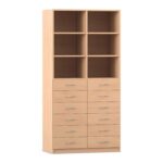 Flexeo® Schrank, 12 kleine Schubladen, 6 Fächer, Mittelwand, Breite 94,4 cm - Flexeo Schrank 12 kleine Schubladen 6 Faecher Mittelwand Breite 94 4 cm 818041 P02 ZN