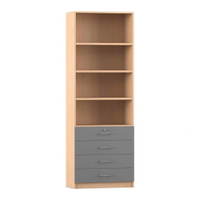 Flexeo® Schrank, 4 kleine Schubladen, oben 4 Fächer = 6 Ordnerhöhen – Bild 15