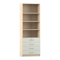 Flexeo® Schrank, 4 kleine Schubladen, oben 4 Fächer = 6 Ordnerhöhen – Bild 2