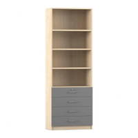 Flexeo® Schrank, 4 kleine Schubladen, oben 4 Fächer = 6 Ordnerhöhen – Bild 3