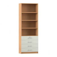 Flexeo® Schrank, 4 kleine Schubladen, oben 4 Fächer = 6 Ordnerhöhen – Bild 17