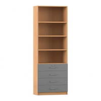 Flexeo® Schrank, 4 kleine Schubladen, oben 4 Fächer = 6 Ordnerhöhen – Bild 18
