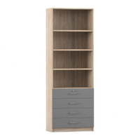 Flexeo® Schrank, 4 kleine Schubladen, oben 4 Fächer = 6 Ordnerhöhen – Bild 12