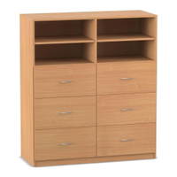 Flexeo® Schrank, 6 große Schubladen, 4 Fächer, Mittelwand, Breite 126,4 cm – Bild 8