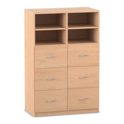 Flexeo® Schrank, 6 große Schubladen, 4 Fächer, Mittelwand, Breite 94,4 cm