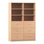 Flexeo® Schrank, 6 große Schubladen, 6 Fächer, Mittelwand, Breite 126,4 cm - Flexeo Schrank 6 grosse Schubladen 6 Faecher Mittelwand Breite 126 4 cm 818040 P02 ZN