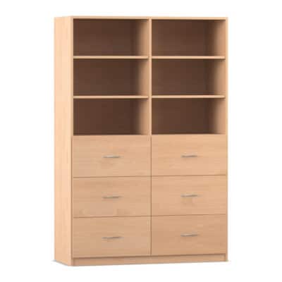 Flexeo® Schrank, 6 große Schubladen, 6 Fächer, Mittelwand, Breite 126,4 cm