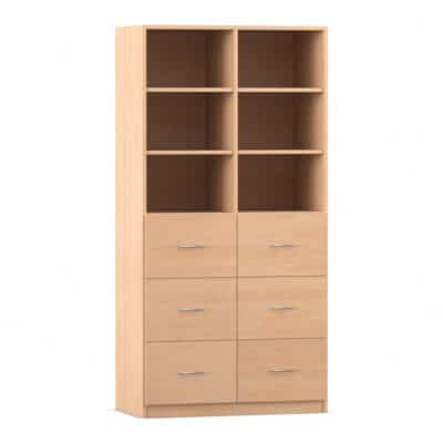 Flexeo® Schrank, 6 große Schubladen, 6 Fächer, Mittelwand, Breite 94,4 cm