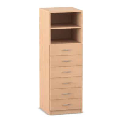 Flexeo® Schrank, 6 kleine Schubladen, 2 Fächer, Breite 48,1 cm