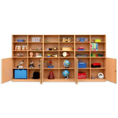 Flexeo® Systemschrankwand, 30 Fächer, 6 Halbtüren