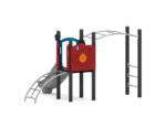 Spielturm mit Einzelrutsche, Spielwand Uhr & Kompass, Hangel- und Bogenleiter - W A001P (2)