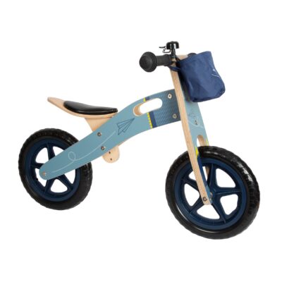 Laufrad blauer Papierflieger