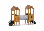 U3-Doppel-Spielturm mit Rutsche, Spielwänden und Kriechtunnel - Groß (W B018 (1))