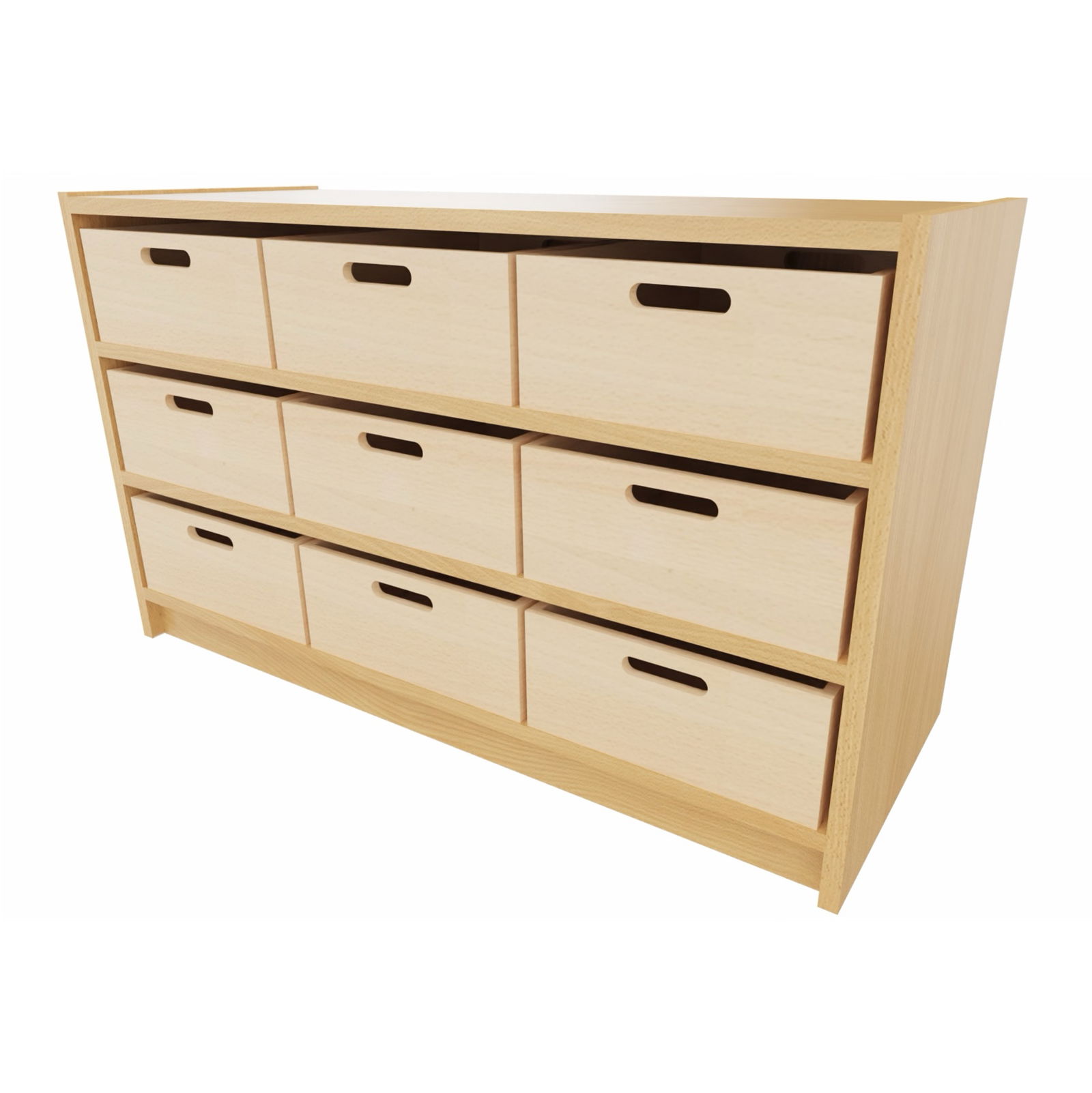 Korpus-Classic Unterschrank mit 9 Materialkästen, 2 feste Böden - Breite: 102 cm