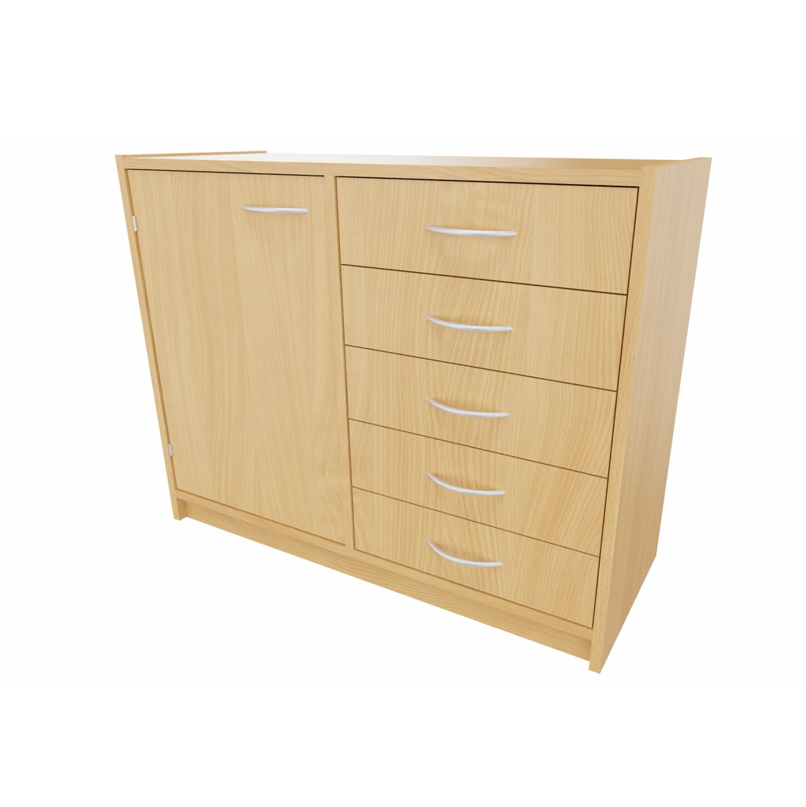 Korpus-Classic Unterschrank mit Tür und 5 Schubkästen, 2 Einlegeböden - Breite: 102 cm