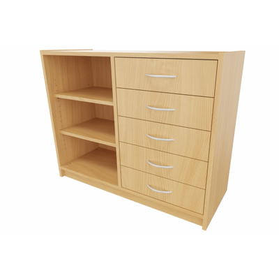 Korpus-Classic Unterschrank mit Regal und 5 Schubkästen, 2 Einlegeböden – Breite: 102 cm