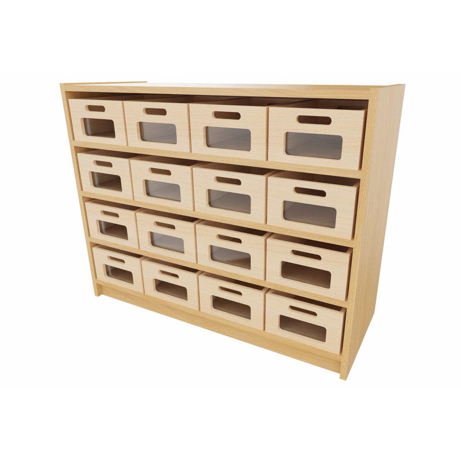 Korpus-Classic Unterschrank mit 16 Materialkästen, 3 feste Böden - Breite: 102 cm