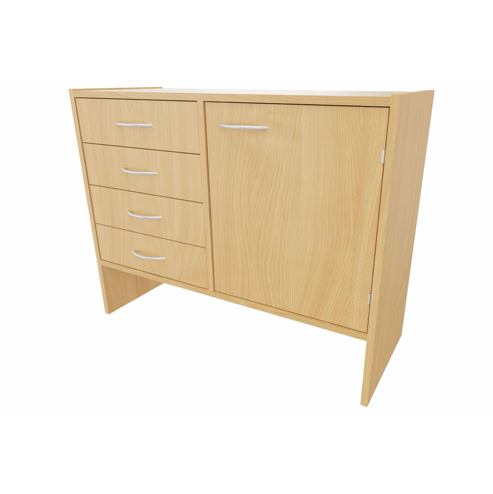 Sockelnischenschrank mit Tür, 1 Einlegeboden und 4 Schubkästen