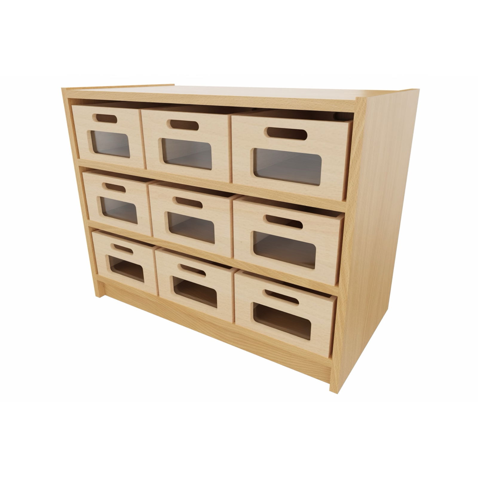 Korpus-Classic Unterschrank mit 9 Materialkästen, 2 feste Böden - Breite: 78 cm