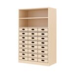 Regalschrank, 24 Materialkästen, Höhe: 120 cm - Regalschrank 120 80, 24 Materialkästen