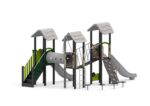 Spielanlage mit 2 Rutschen, Treppe, Kriechtunnel, Kletterwand und Spielwände - W A008N (2)