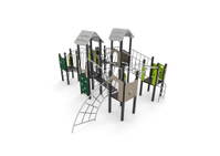 Kletter-Spielanlage mit Brücken, Leitern, Kletterwand und Spielwände – Bild 4
