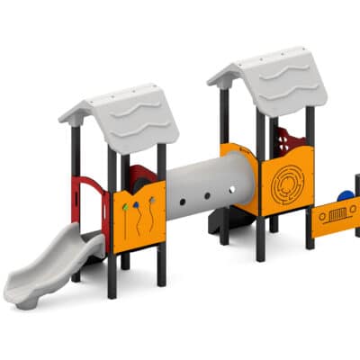 U3-Spielturm mit kleiner Rutsche, Kriechtunnel und Spielwänden