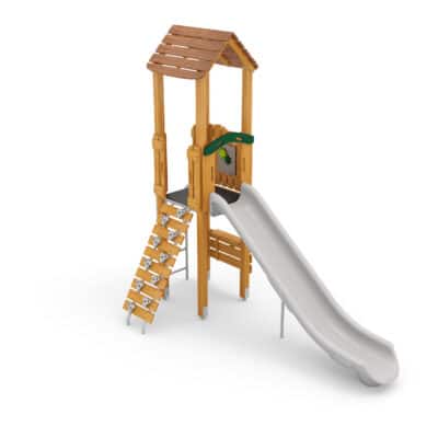 Spielturm mit Rutsche, Spielwänden und Kletterwand