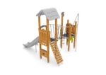 Spielturm mit Rutsche, Netzbrücke, Kletterwand und Spielwände - W B004 (2)
