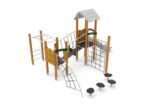 Spielturm mit Rutsche, Plankenbrücke, Kletternetz und Spielwände - W B006 (2)