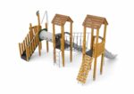 Spielturm mit 2 Rutschen, Netzbrücke, Kriechtunnel und Aufstieg - W B007 (2)