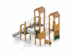 Spielturmanlage mit Rutschen, Netzbrücke, Kriechtunnel und Kletter- und Spielwände - W B009 (2)