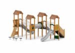 Spielturmanlage mit Rutschen, Brücken, Kriechtunnel und Kletterelementen - W B010 (1)