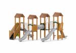 Spielturmanlage mit Rutschen, Brücken, Kriechtunnel und Kletterelementen - W B010 (2)
