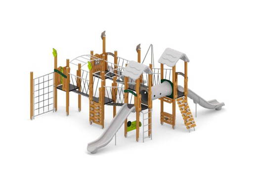 W-B012 (1) Große Spielanlage mit Rutschen, Spielwänden, Kriechtunnel und Kletterelementen - W B012 (1)
