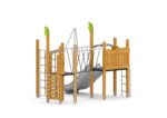Spielturm mit Doppelrutsche, Balkenbrücke und Kletterelementen - W B013 (1)