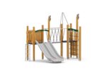Spielturm mit Doppelrutsche, Balkenbrücke und Kletterelementen - W B013 (2)