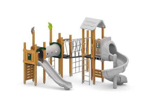 W-B014 (1) Spielplatzanlage mit Rutsche, Spiralrutsche, Kriechtunnel und Kletterelementen - W B014 (1)