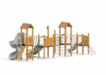Spielplatzanlage mit Rutschen, Spiralrutsche, Brücken und Kletterelementen - W B015 (2)