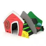 Spielhaus mit Kletterwand, Kletternetz und Motorikelementen – SOLO 0843 - a0ff 08431s