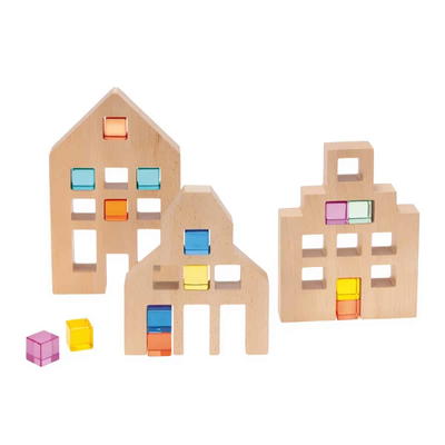 Holzhäuser für Acryl Würfel 3er Set